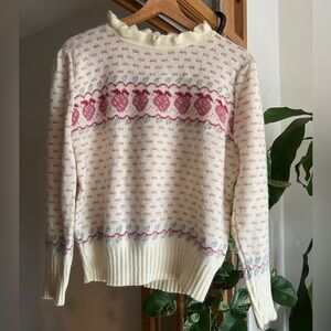 No tag Vintage acrylic Knitted Strawberry sweater